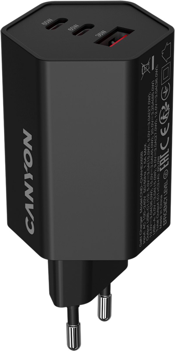 Canyon HEXAGON - Batterijlader - 65W - 2xPD - 1xQC