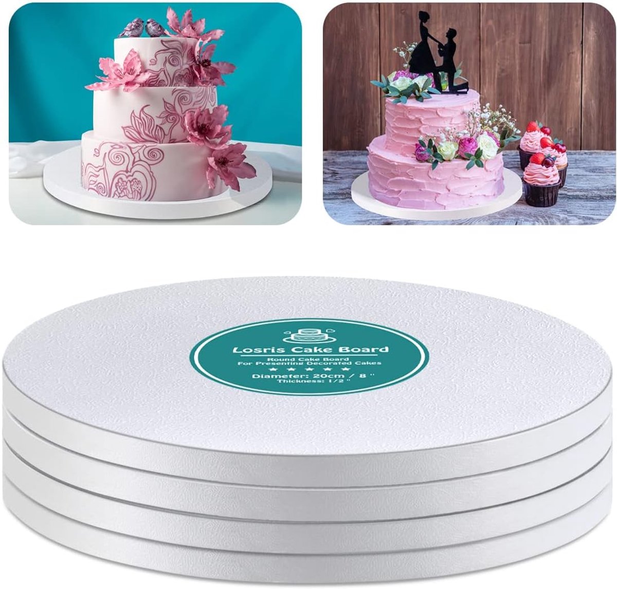 Ronde Taartplaten - Cake Drums - Taart Presentatie - Extra Dikke Rand - 40cm Diameter - Wit