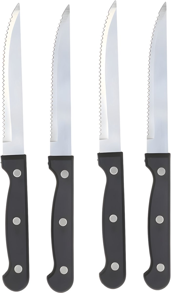 Gerimport vlees / steak messen - 2x - RVS - bakeliet handvat - 30 cm - scherpe messen