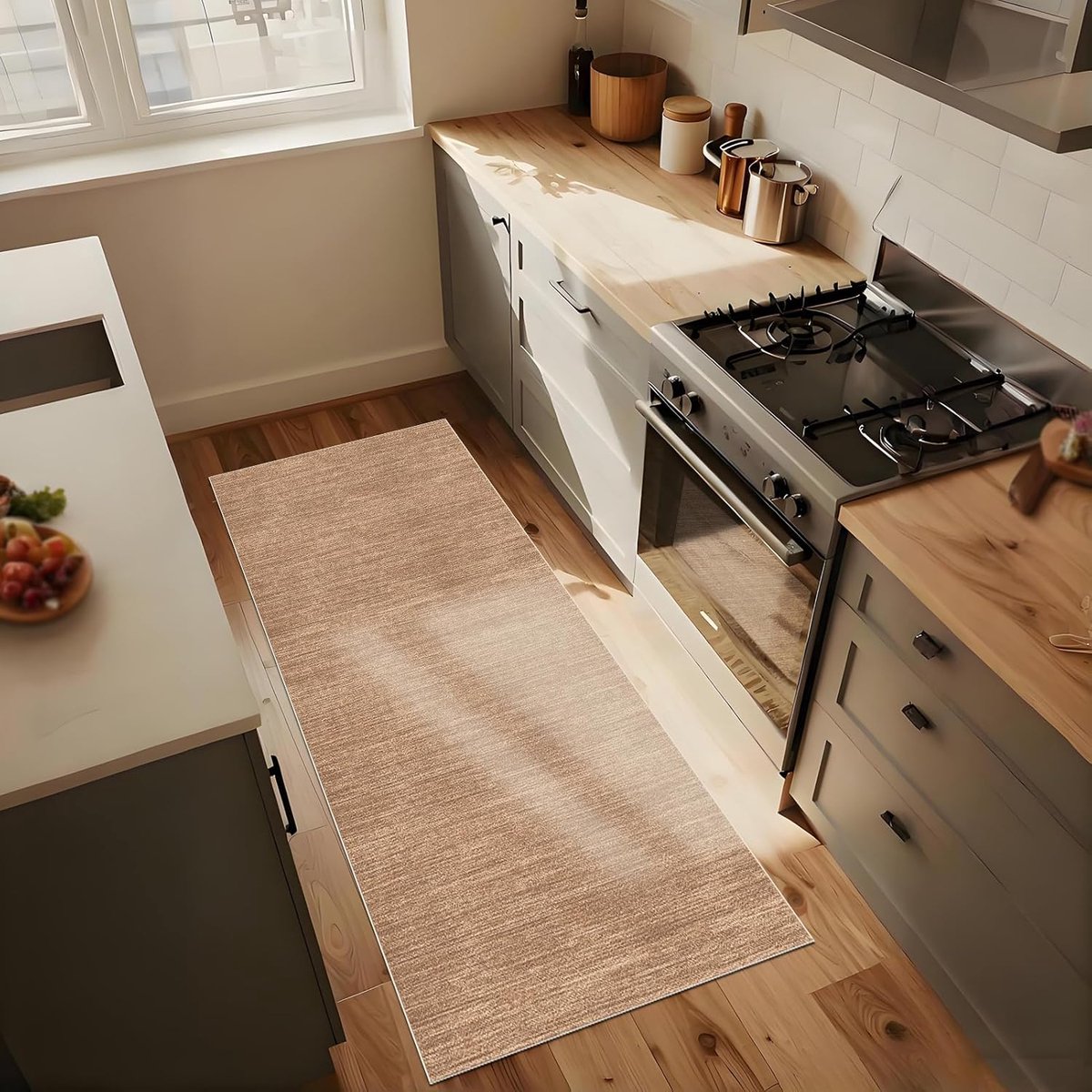 Keuken Runner - Vloermat Gang - Absorberend en Antislip - Machinewasbaar - 40 x 220 cm - Bruin