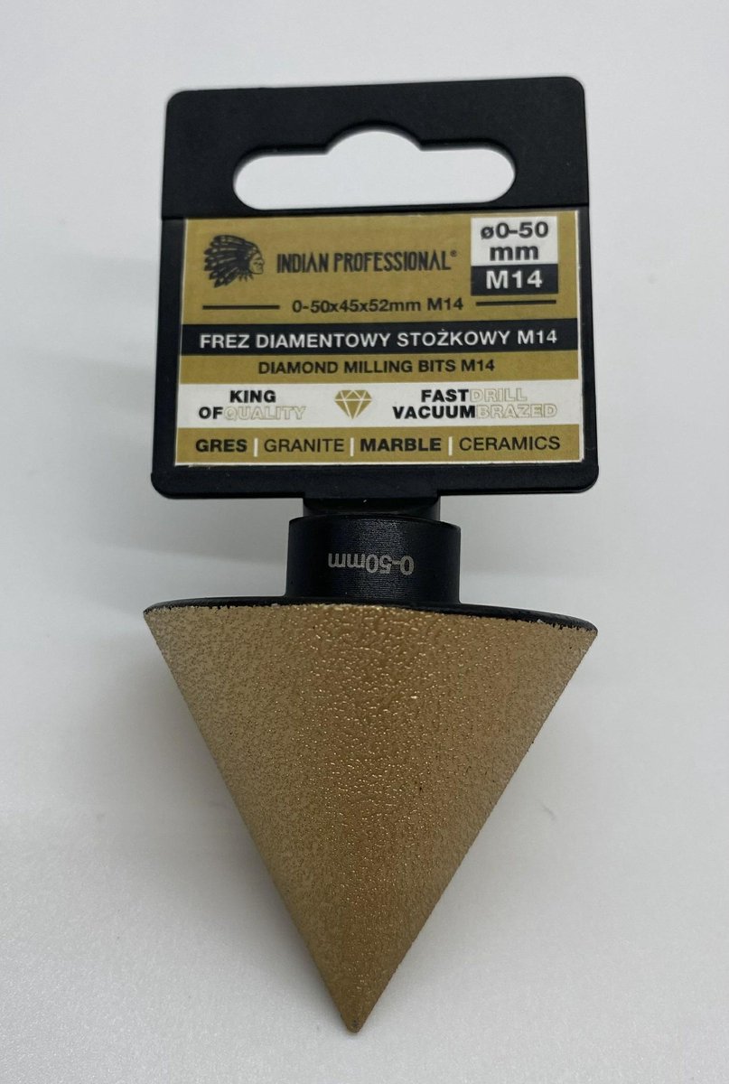 Indian Professional IP7725 - Diamantfrees Kegelkegel - 2-48mm - M14 Bevestiging - Voor Keramiek en Graniet