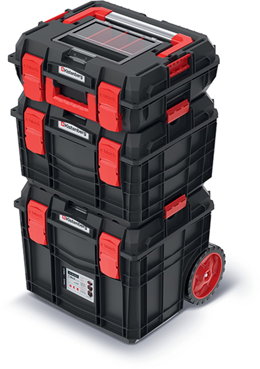 Kistenberg C BLOCK ALU LOG Serie - Gereedschapskist Set - Modulaire Constructie - Aluminium Handvat - Elastomeer Wielen