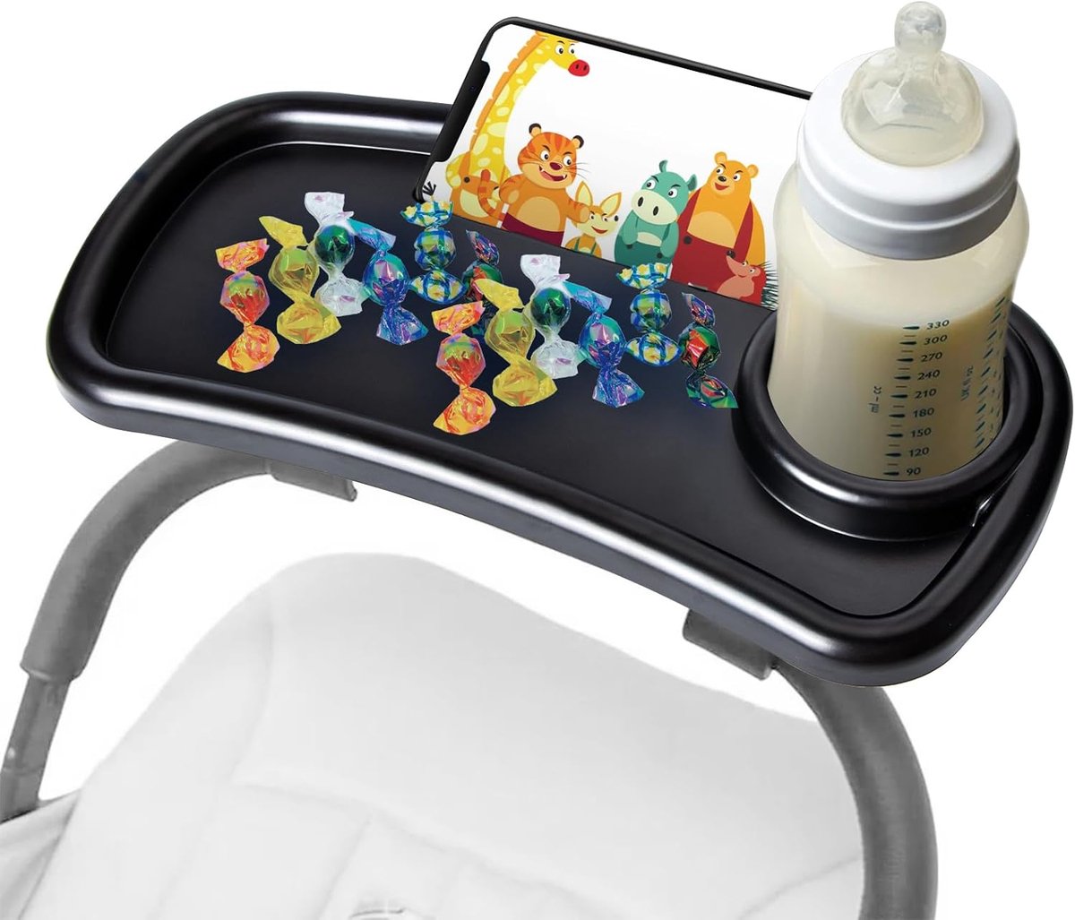 Kinderwagen Snacklade - Wandelwagen Organizer - Ouderlijk Gemak - Met Bekerhouder - 39x19x6 cm - Zwart