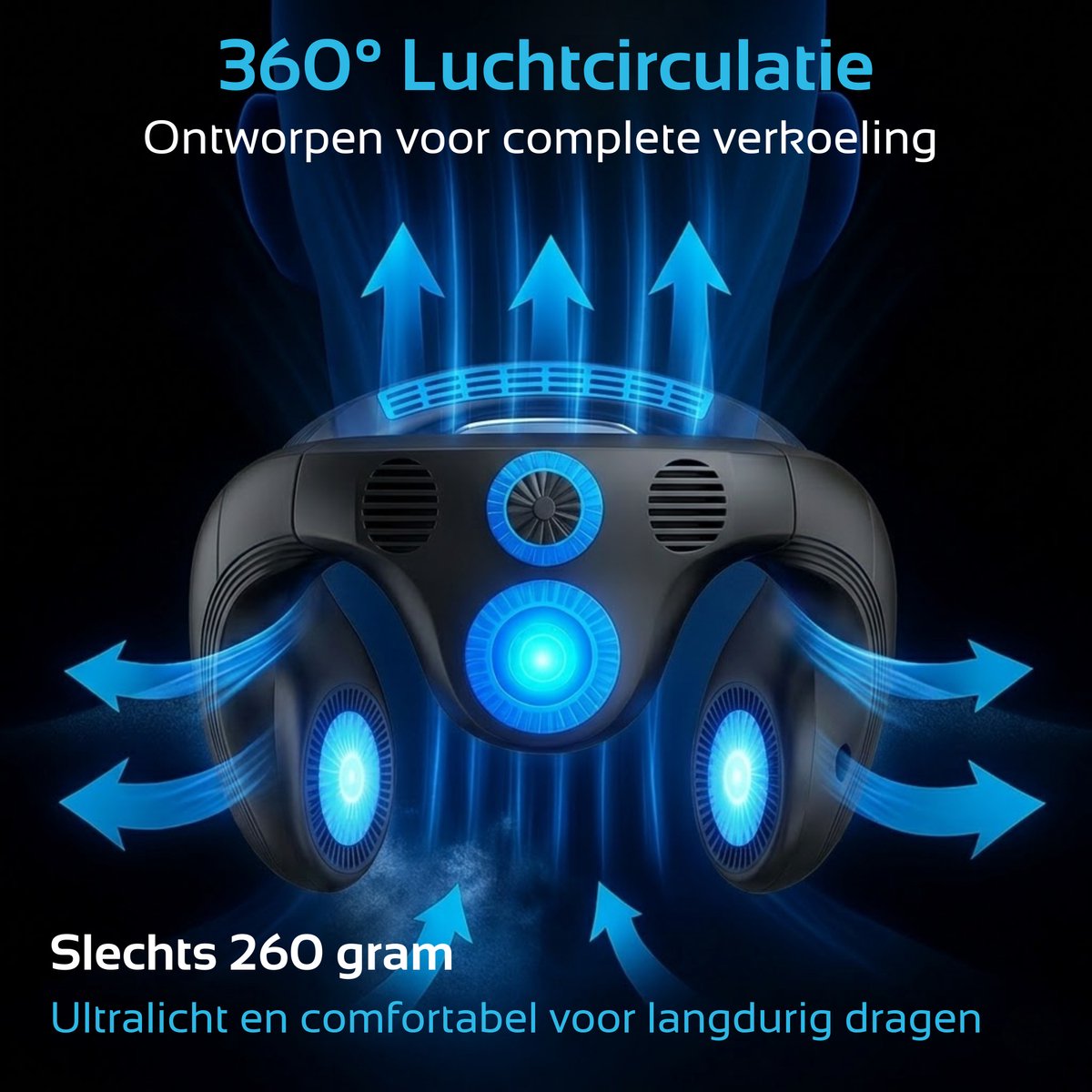 DreamGoods Nek Ventilator met Koeling & Temperatuurregeling - 2026 Pro - NTC-Chip - 6000mAh - Draadloos & Oplaadbaar - Draagbare Mini Ventilator - Nek Fan - Gezichtsventilator - Handventilator - Hals Ventilator - Nekventilator — afbeelding 4