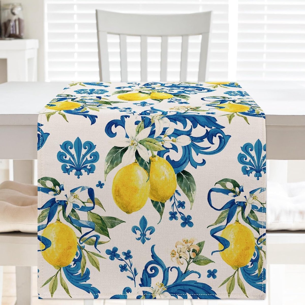 Tafelloper Citroen - Zomer Decoratie - Eettafel Aankleden - Machinewasbaar - 33 x 183 cm - Geel
