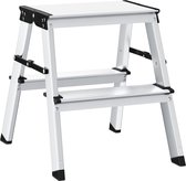SONGMICS - Huishoudtrap - Ladder - Aluminium - 2 Antisliptreden - Opvouwbaar en Multifunctioneel - Max 150 kg