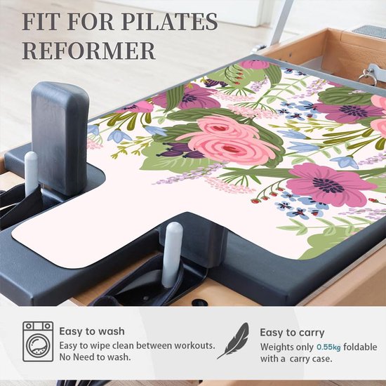 Pilates Reformer Mat - Yogamat - Antislip Oefenen - Zweetabsorberend - 1mm Dik - Paarse Bloemen van Pilates Reformer Mat — afbeelding 2