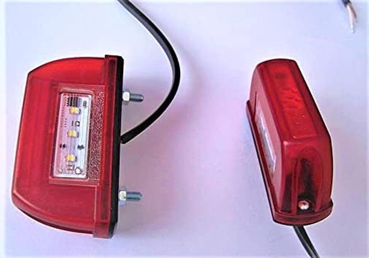 LED Achterlichten - Kentekenplaatverlichting - Voertuig Verlichting - Dubbele Functie - 9.3x3x4.7cm - Rood Wit