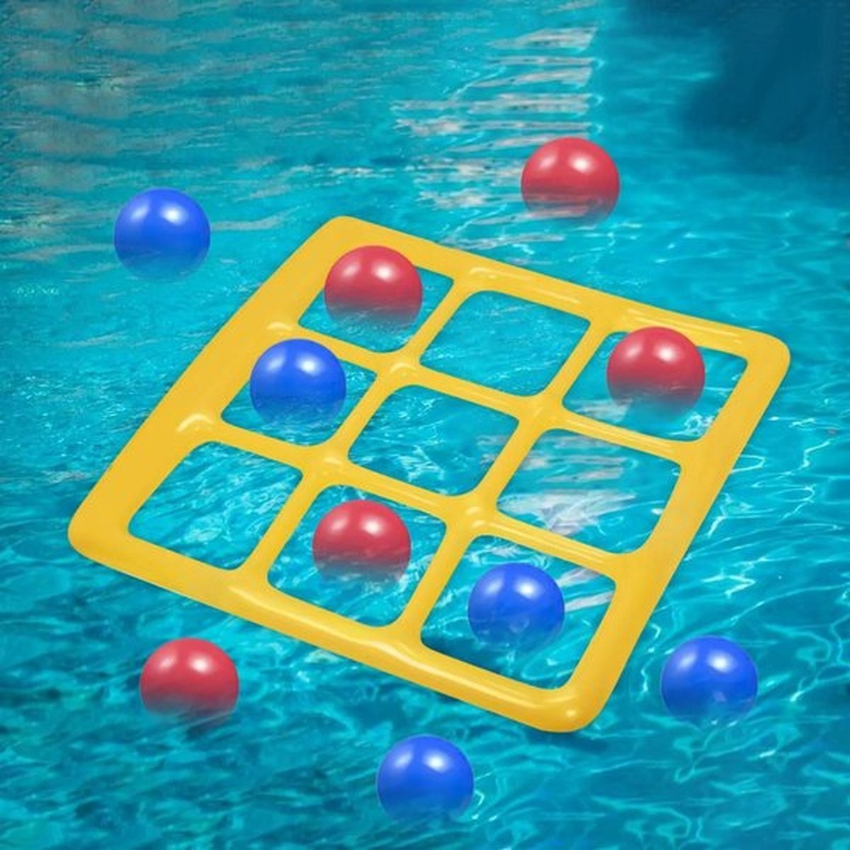 Boter-kaas-en-eieren-spel voor in het zwembad met handpomp en 10 ballen. Leuke zwembadspelset voor tieners, perfect voor zwemmen en waterspelletjes. Bordspelletjes, drijvend speelgoed voor in het zwembad, ideaal voor een feestje of buiten. – foto 3