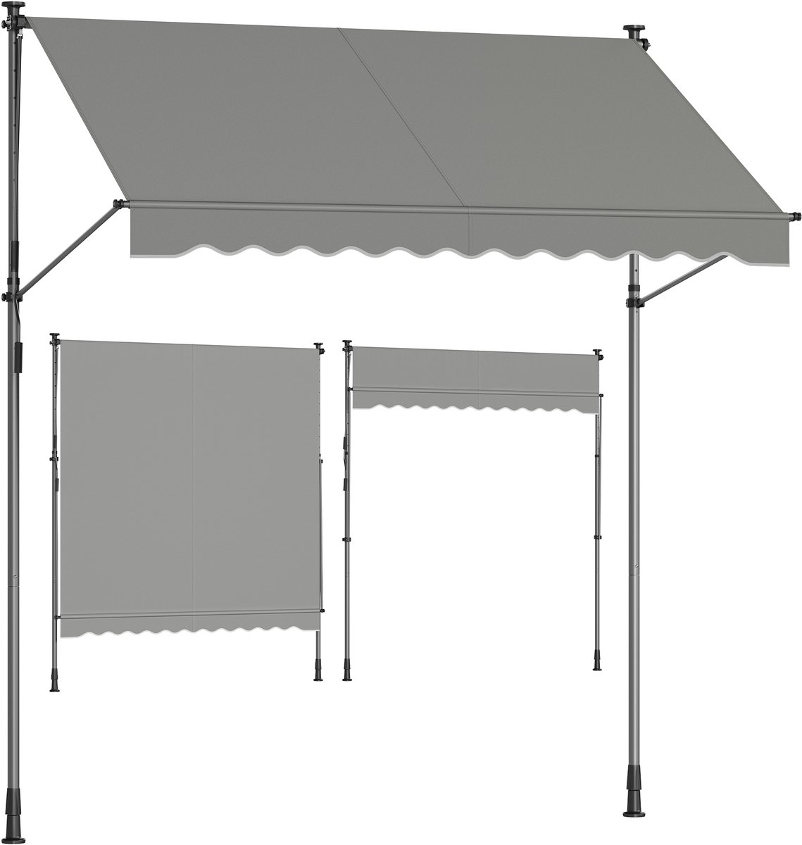 SONGMICS - Zonnescherm - Balkonzonwering met Handmatige Sluiting - Hoogte Verstelbaar - Voor Balkon Terras Tuin