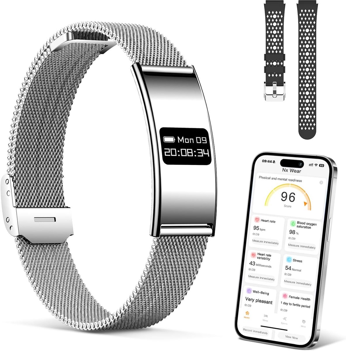 Fitness Tracker - Activity Monitor - Sport Gezondheid - IP68 Waterdicht - 4.6 x 1.9 cm - Zilverachtig