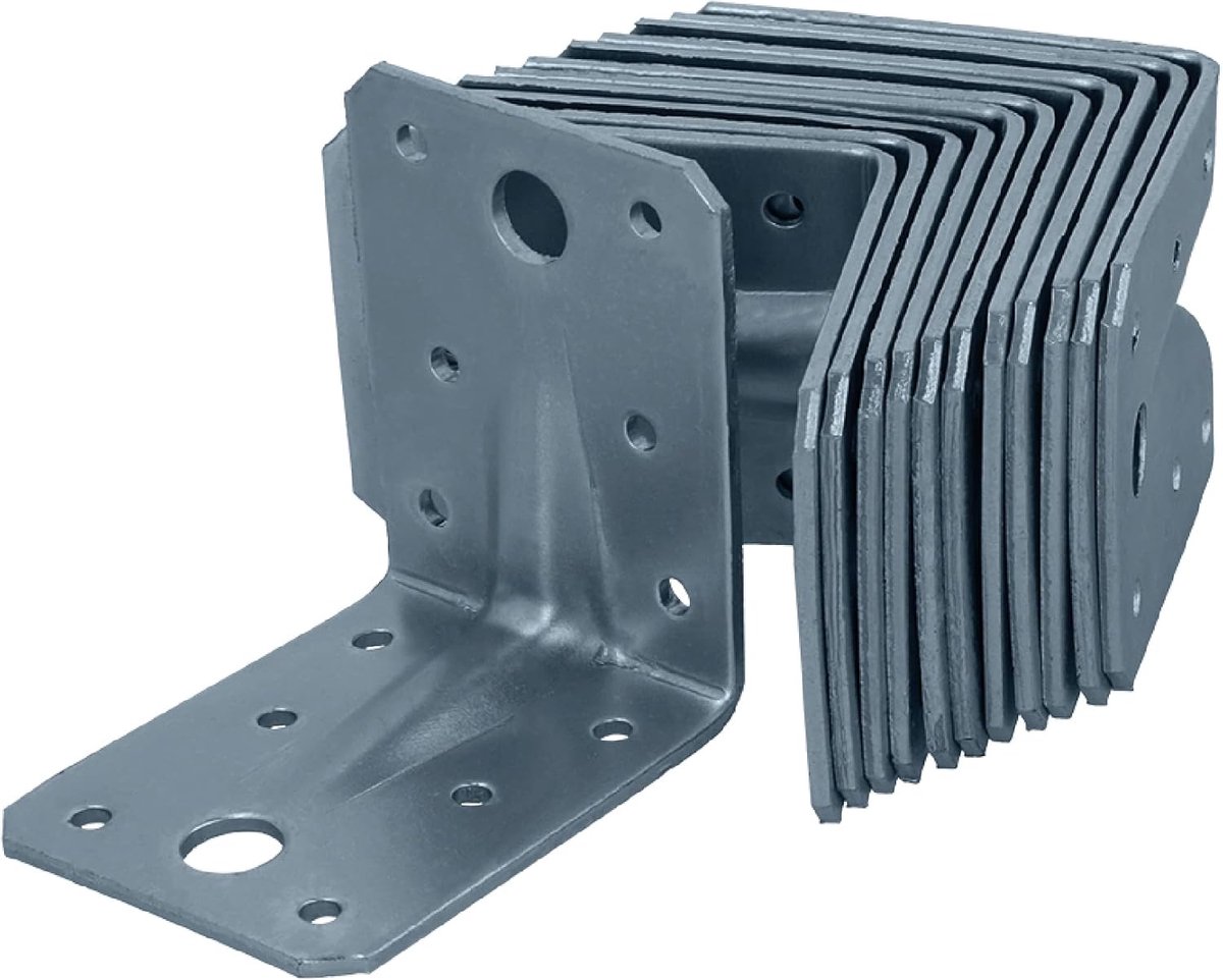 Hoekverbinding met groef - Houten connector - Houtverbindingen maken - Roestbestendige coating - 70x70x55 mm - Zilver