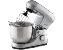 Klarstein Keukenmachine Knetmaschine zum Backen, 1300W Teigmaschine klein, 6 standen, Schneebesen & Knethaken, 5L kom, planetair , roermachine met Mixer, keukenmachines voor Brotteig - Keukenmachine - voor Keuken - Garde - RVS