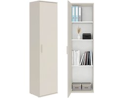 mokebo Multifunctionele kast smal (42 cm) 'Der Kompakte' in Wit – Smalle huishoudkast met 1 deur & 3 verstelbare legplanken – 180 cm hoog – Universele kast voor hal, badkamer of als bezemkast