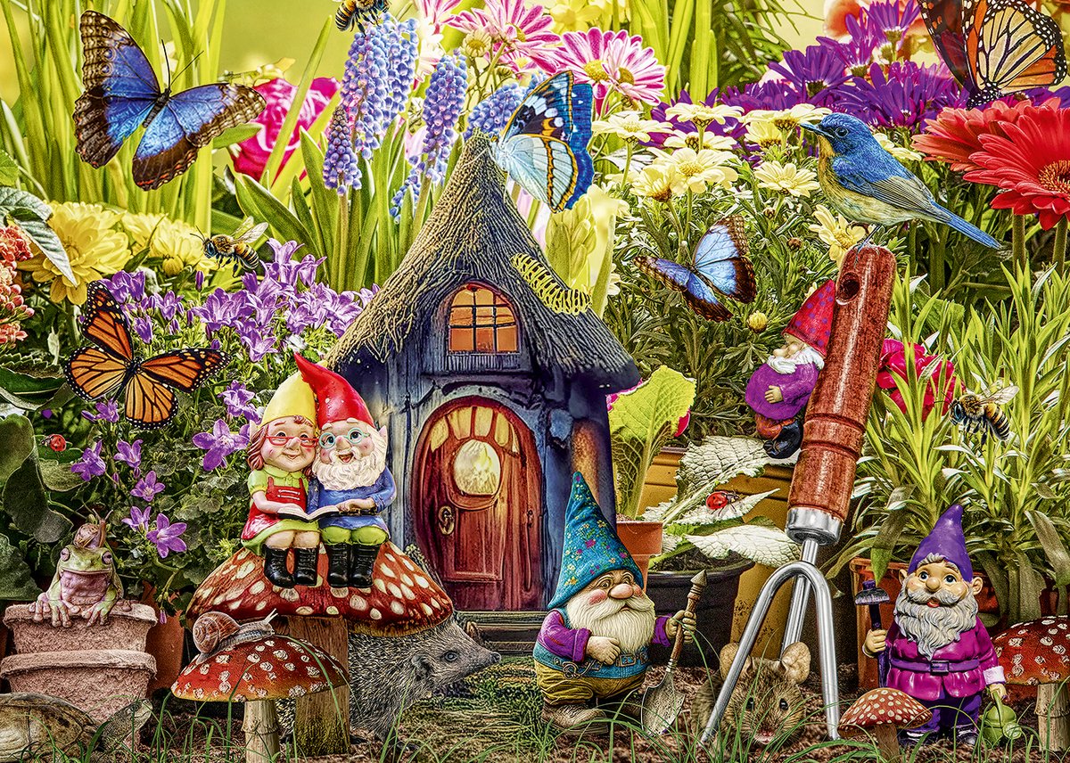 Alipson Puzzle legpuzzel Gnome Garden 1000 stukjes multicolor.