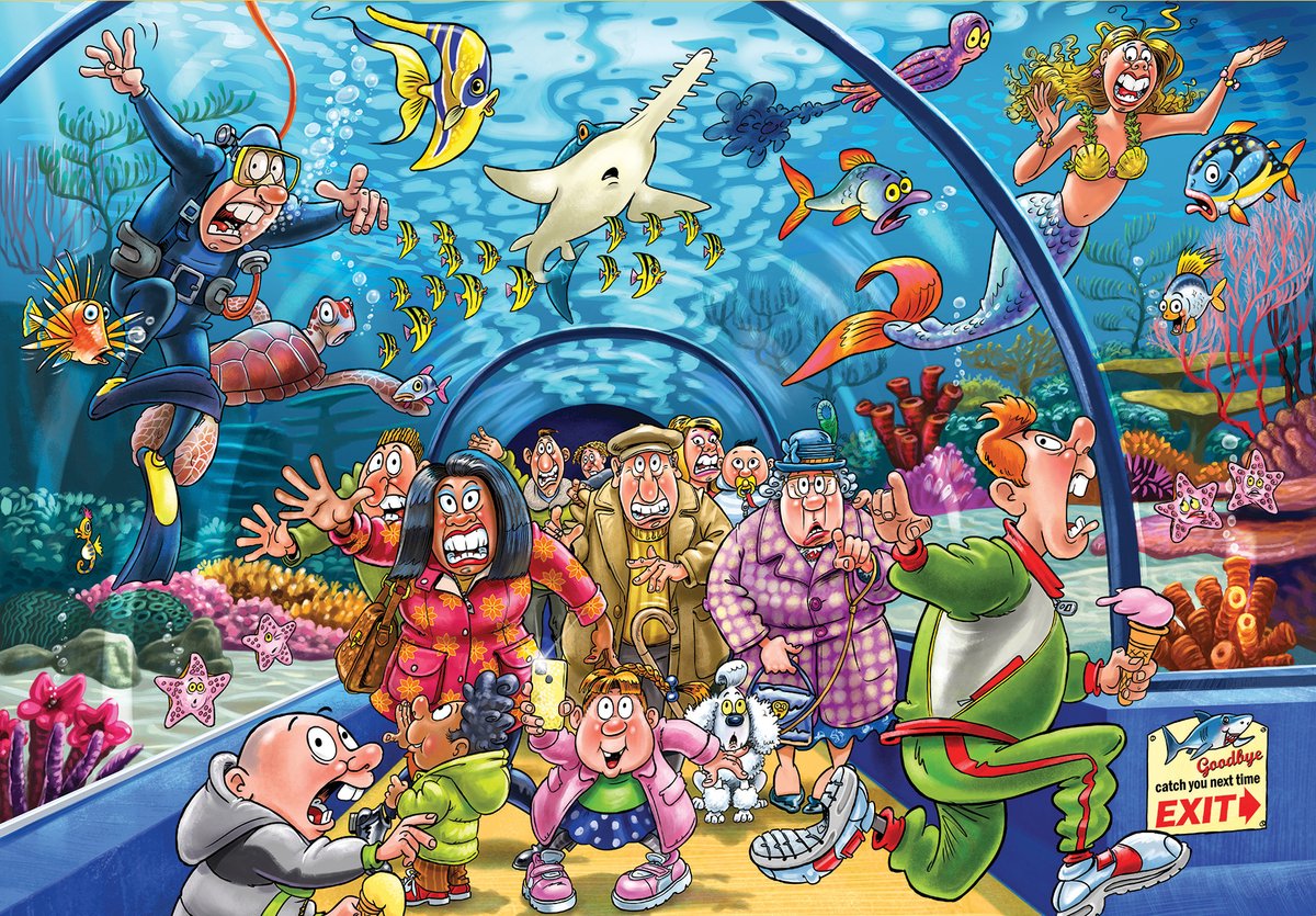 Wasgij Original 43 - Aquarium Capriolen! - 1000 stukjes puzzel - Legpuzzel — afbeelding 5