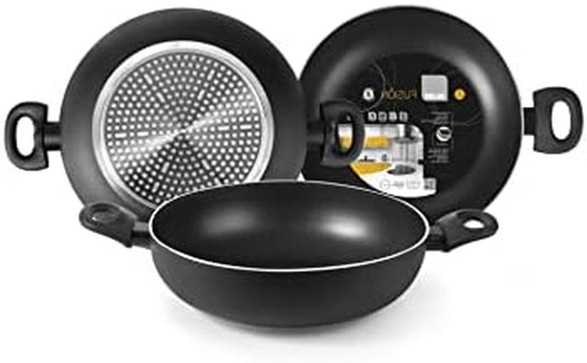 Diepe Koekenpan - Koekenpan met handgrepen - Snel Koken - Twee antiaanbaklagen - 28 cm