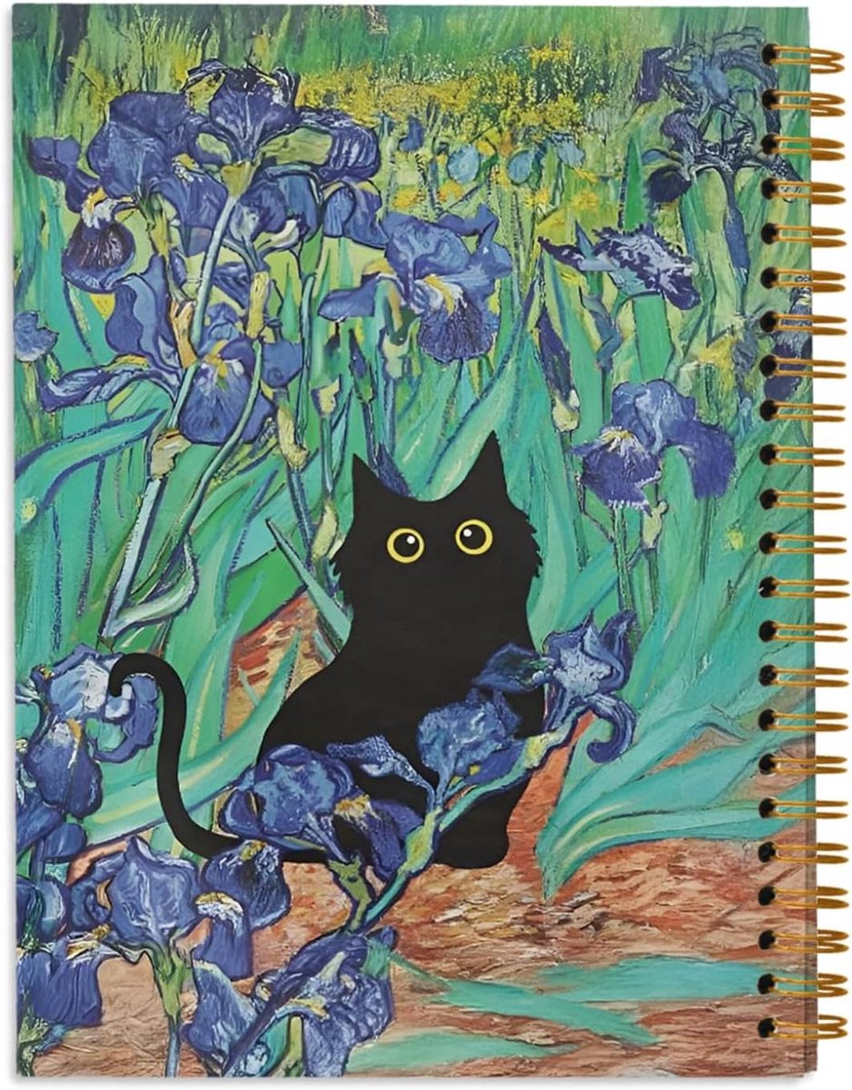 Schattig Notitieboek - Dagboek Agenda - School Kantoor - Hardcover Spiraalbinding - 5.5 x 8.3 - Kat Bloemen