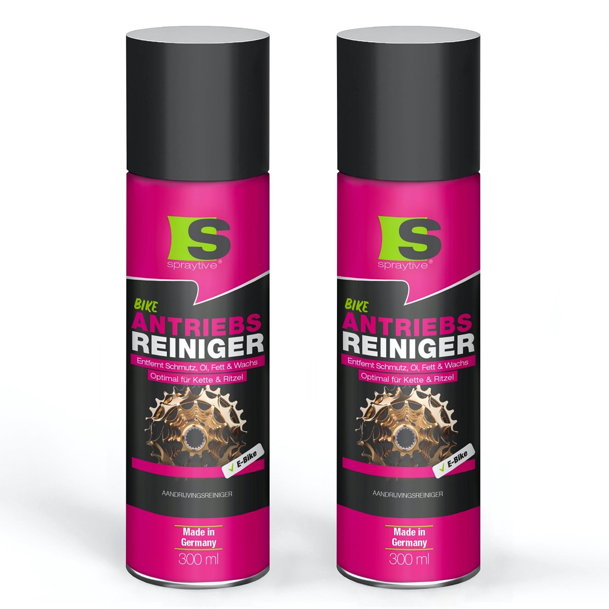 Spraytive 2x 300ml aandrijfreiniger – kettingreiniger & fiets ontvetter voor ketting, cassette en aandrijving – verwijdert vet, olie en vuil