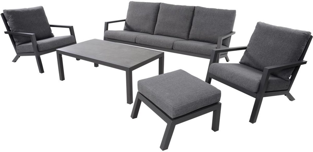 Lesli Living - Voetenbank Down - Grijs - 63x52x27,5cm