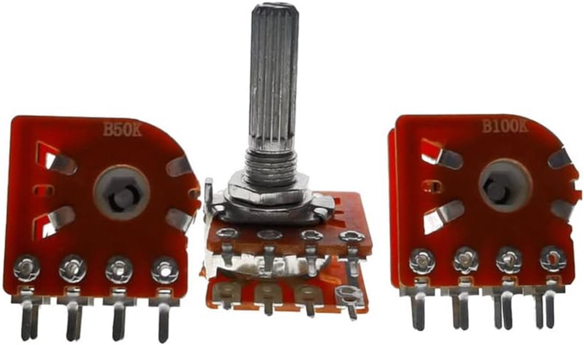 Dubbele Potentiometer - Variabele Weerstand - Elektronica Projecten - 8-Pin Aansluiting - 25mm As