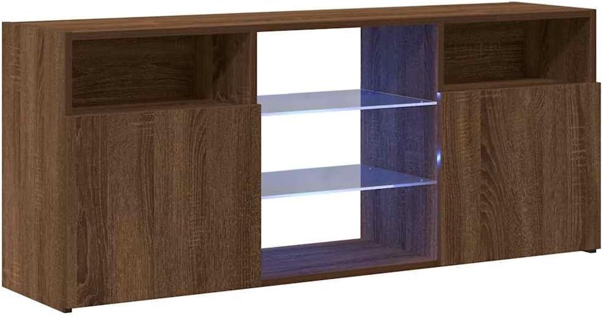 TV-meubel met LED - Entertainment center - Woonkamer opbergen - Moderne sfeer - 120x30x50 cm - Bruin eiken