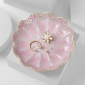 Lotusvormige keramische sieradenschaal – Decoratieve keramische schaal (roze bloemblaadjes)