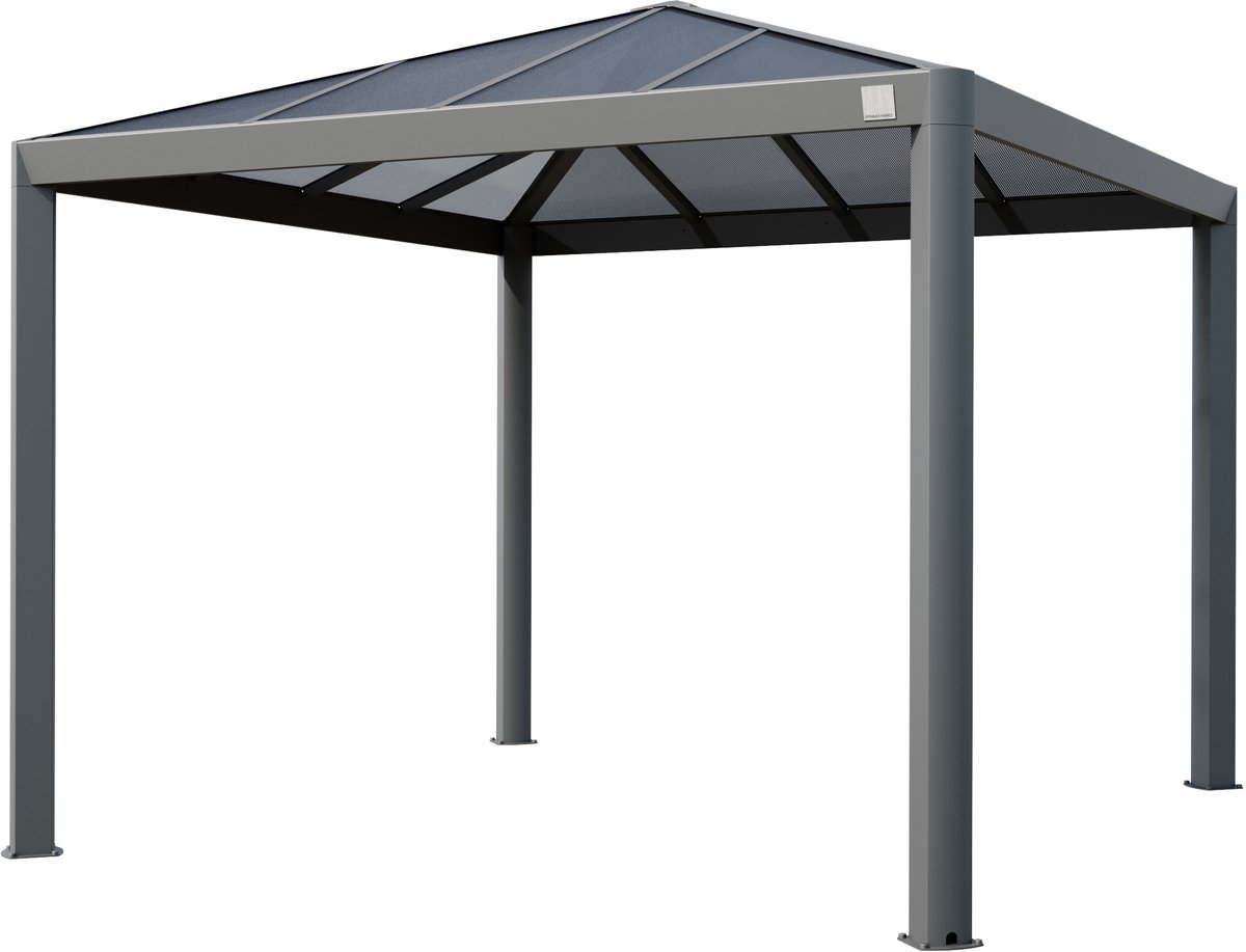 PRIMEYARD Tuinpaviljoen 3x3 m met polycarbonaat dak ca. 7 mm - Hardtop paviljoen zonder zijwanden