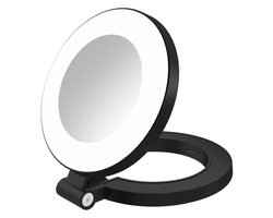 Magnetische Telefoon Spiegel met Lamp – Make Up, Vloggen, Foto & Selfie – Compatibel met MagSafe – Smartphone Houder Compact & Opvouwbaar – Dimbaar, Verstelbaar LED Licht – Zwart