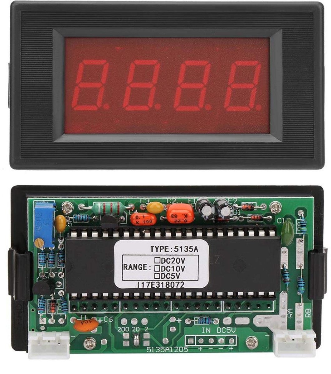 Allecto - Digitale paneelmeter - Mini voltmeter - Hoge nauwkeurigheid - Rood LED - Lichtgewicht - 5135A voltage meter - DC volt meting - DC5V/DC10V...