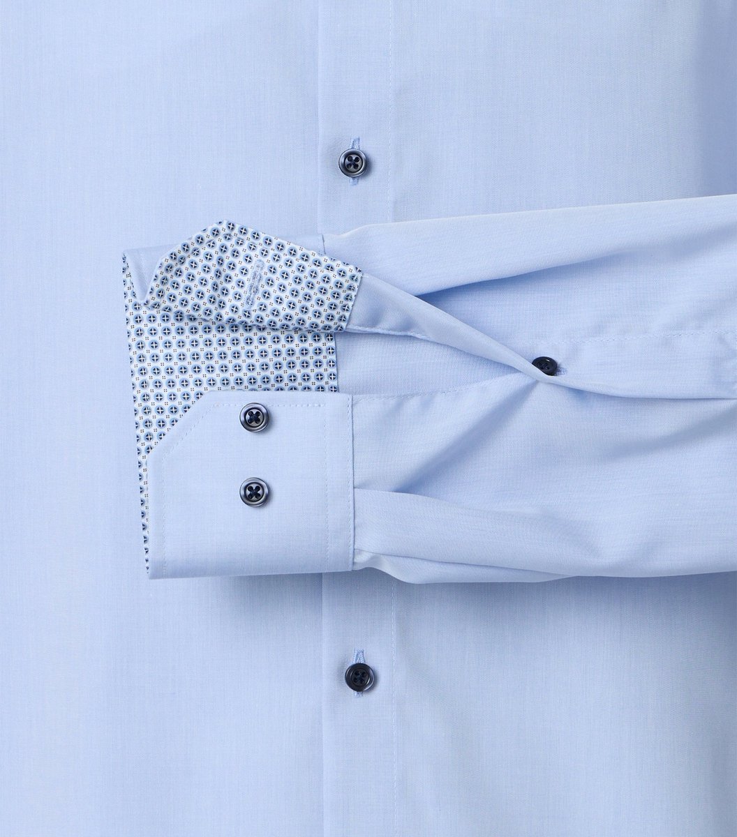 VENTI modern fit overhemd - popeline - lichtblauw - Strijkvrij - Boordmaat: 48
