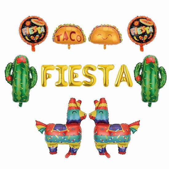Allecto - Mexicaanse Deko - Fiesta Decoratie - 9 Stukken - Jumbo Folien Ballons - Perfect voor Feesten - Ideaal voor Huwelijk en Verjaardag