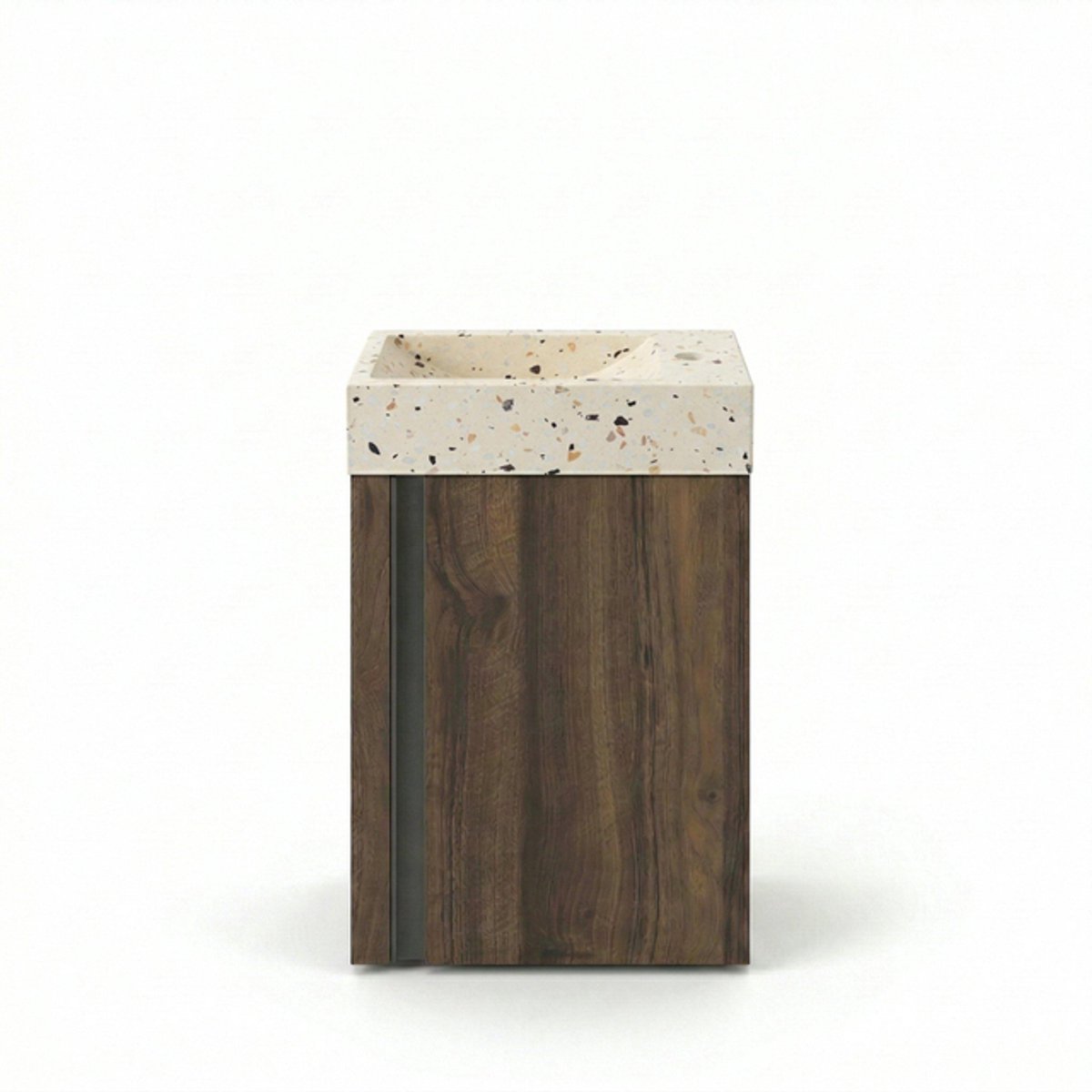 FugaFlow Eccelente Arredo Toiletmeubelset - 40x65cm - 1 deur - 1 kraangat - rechts - fontein terrazzo - noten
