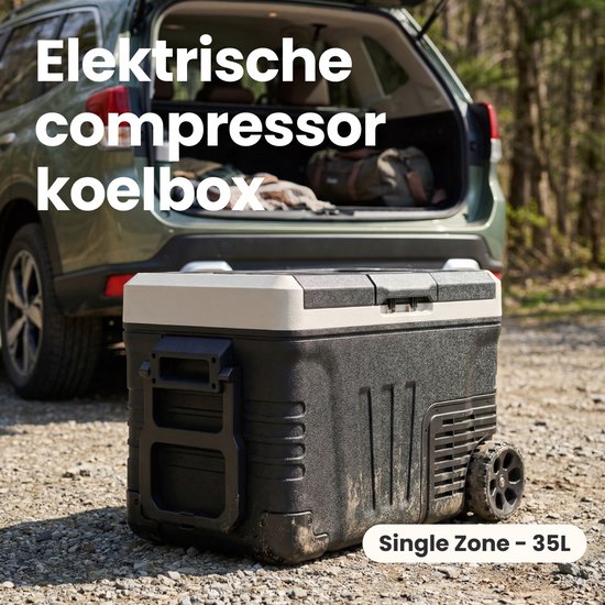 Auronic Compressor Koelbox Elektrisch 12V en 240 volt - Camping Koelkast - 35L - Met Wielen en Hendel - Frigobox - Zwart van Merkloos — afbeelding 2
