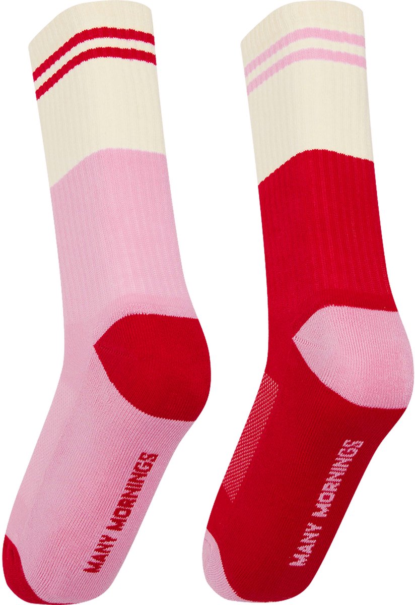 Many Mornings unisex sportsokken - Red Romance - Unisex - Maat: 39 - 42