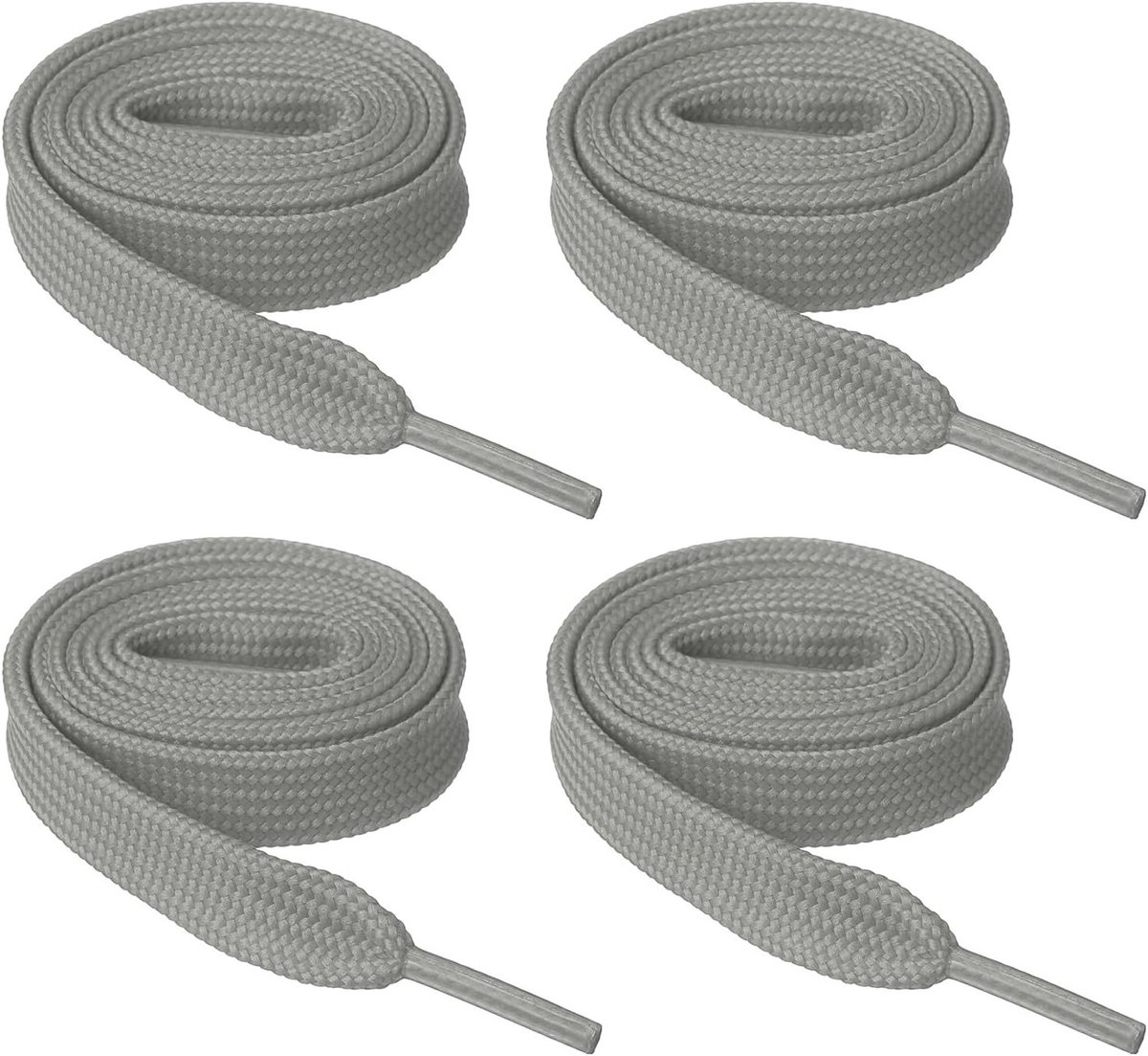 2 paar platte elastische schoenveters van polyester voor sneakers, skates en laarzen - Grijs, 6,9 x 61 cm