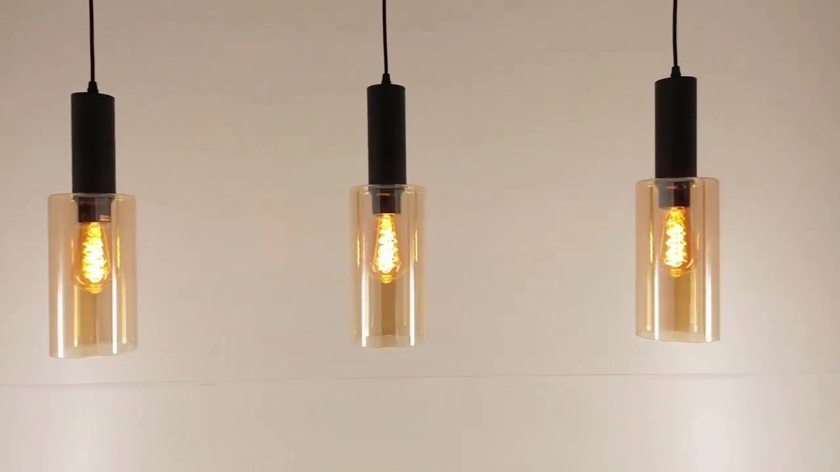 Hanglamp met 3 amber glazen – 100 cm – E27