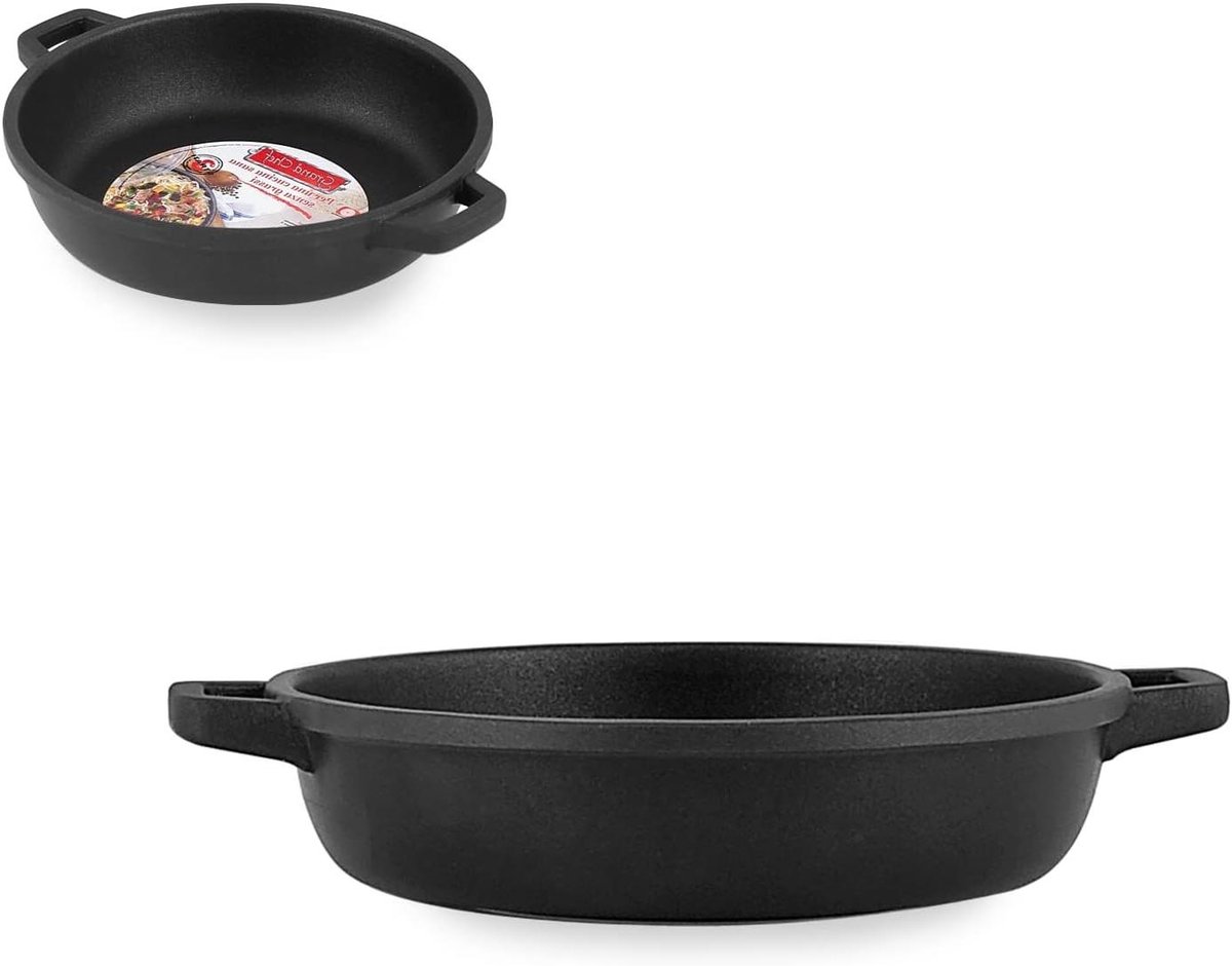 Koekenpan 24 cm - Koekenpan met handvatten - Koken en bakken - Persgesmolten aluminium - 24 cm - Zwart