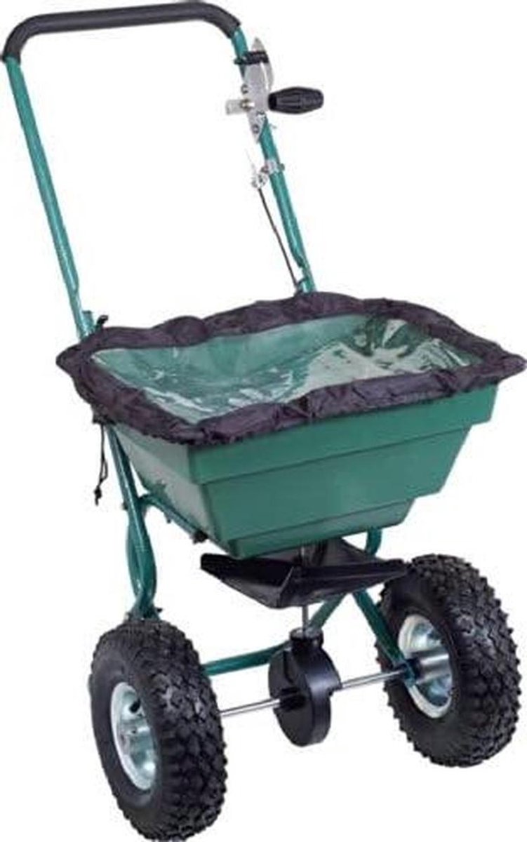 Gazonmestwagen - Strooier Tuin - Gazon Onderhoud - Instelbare Dosering - 25 Liter Reservoir - Zwart