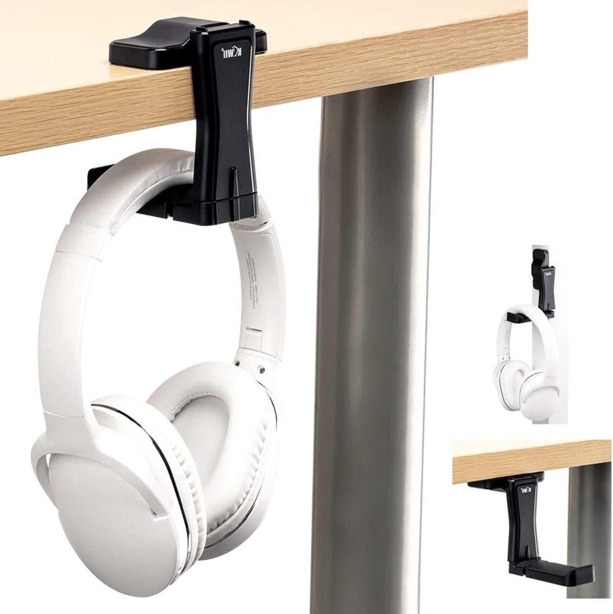 Verstelbare Ondersteboven Hanger voor Hoofdtelefoons met Kabelorganizer - Twee-Assige Rotatie voor Gaming en Muziek Hoofdtelefoons