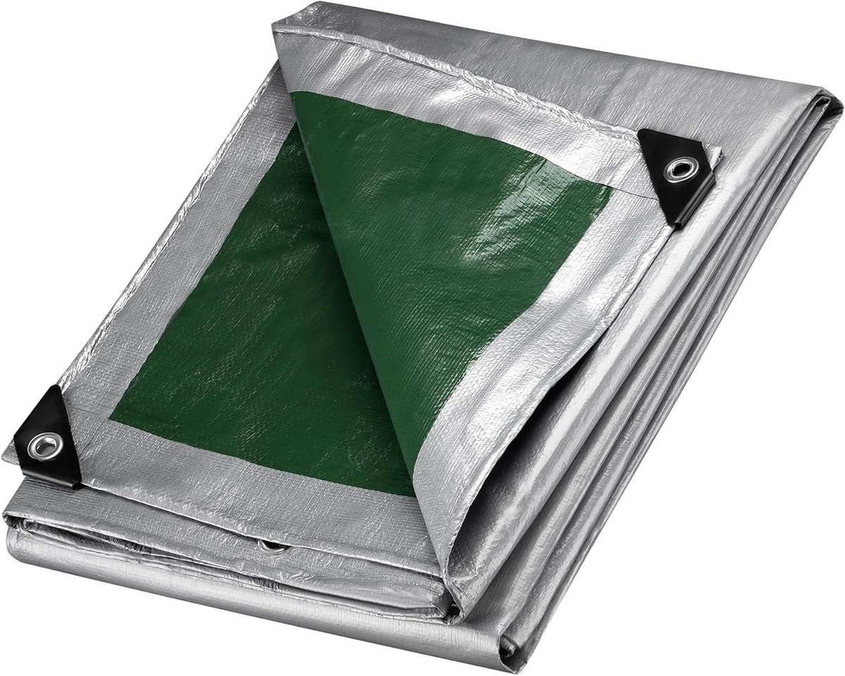 Afdekzeil met Oogjes - Beschermzeil Tuin - Spullen Beschermen - UV- en Waterbestendig - 4 x 3 meter - Groen