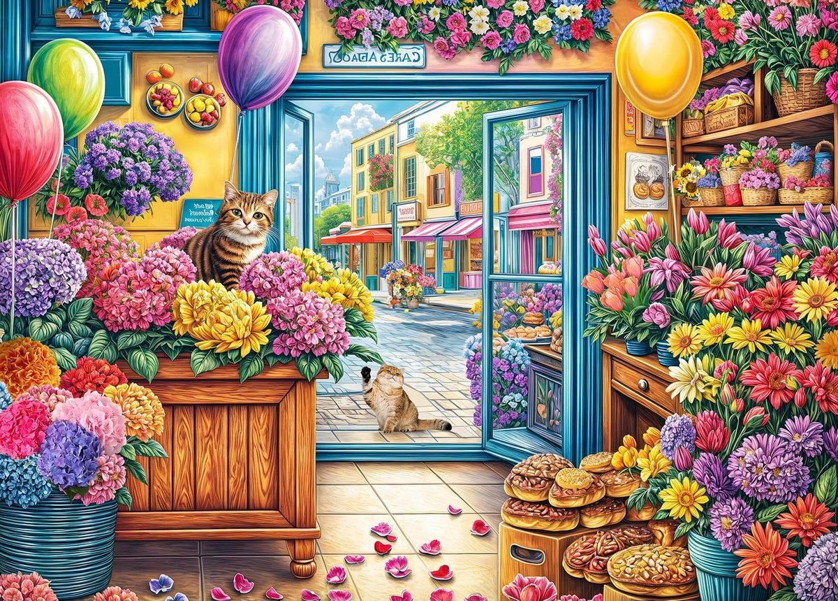 Puzzel 1000 Stukjes - Legpuzzel Volwassenen - Ontspanning Thuis - Niet-Verblindende Poster - 70 x 50 cm - Bloemenwinkel