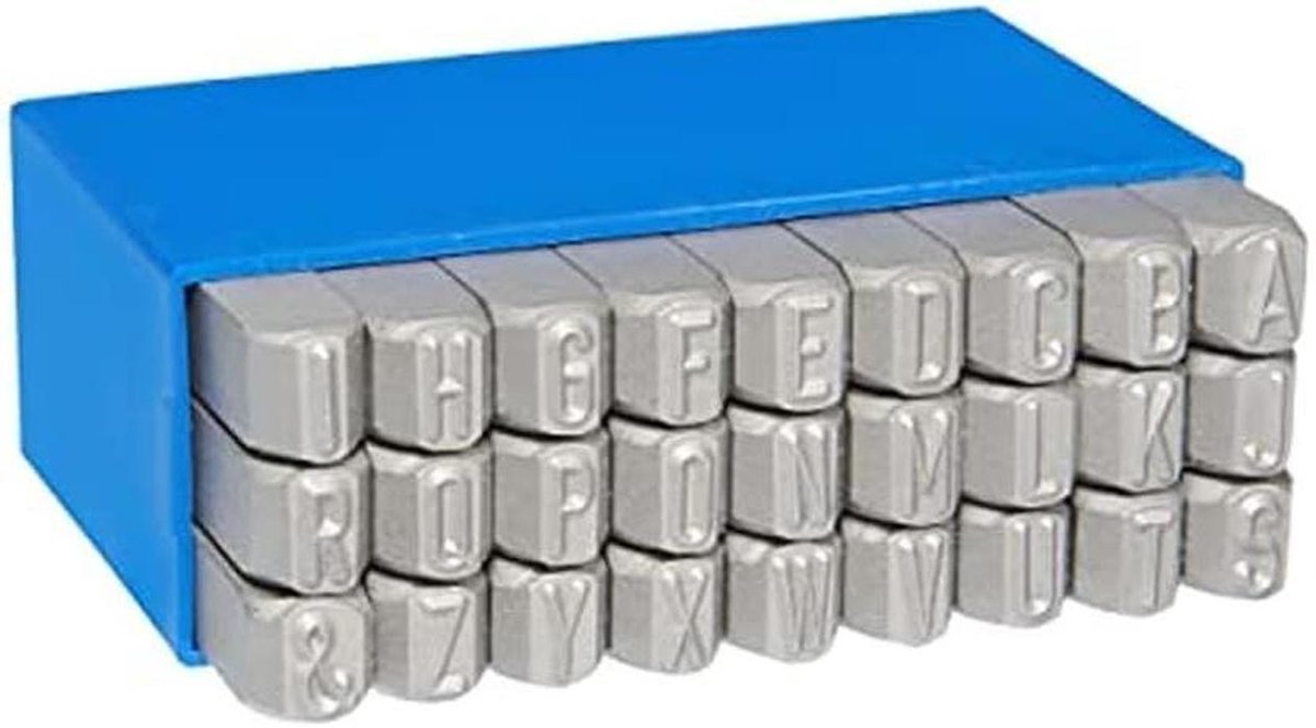 Slagletterset - Inslagletters - Materiaal markeren - Afdruk leesbaar - 10 mm hoogte - Metaal