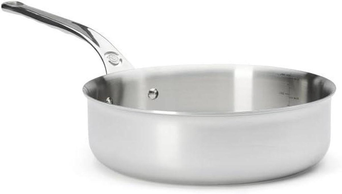 Sauteerpan Rechte Pan - Koekenpan - Professioneel Koken - Meerlaags Materiaal - 24 cm - Zilver