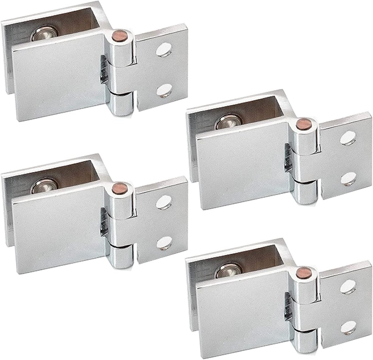 4 Stuks Glas Pivot Scharnier Kit voor Douche - Verstelbare Klem, Geschikt voor 5-8mm Glas - Badkamerkast Accessoire
