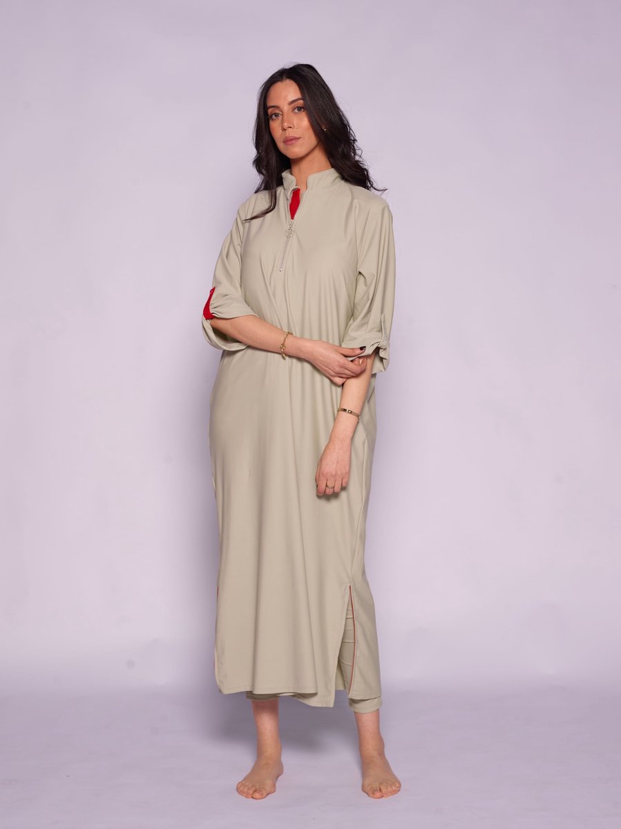 MYKINY BRAND - Burkini Senna - Groen Sage - Maat L - badpak - Waterafstotend (valt klein)