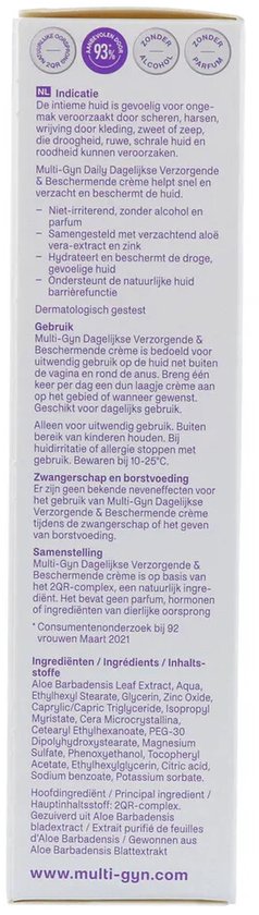 Multi-Gyn CalmingCream Verzorgende & Beschermende crème 50 g - Intieme verzorging voor directe verlichting van jeuk en irritatie, Vaginale crème voor kalmerend effect, tegen droge huid, klinisch bewezen, voor dagelijks en uitwendig gebruik