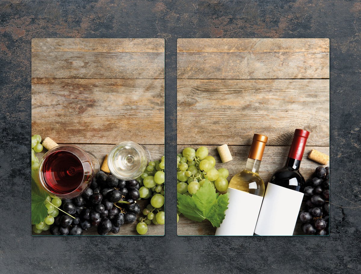 TMK ArtDeko - Snijplank en Beschermende Glazen Plaat - 75x52 cm - Hout Afbeelding