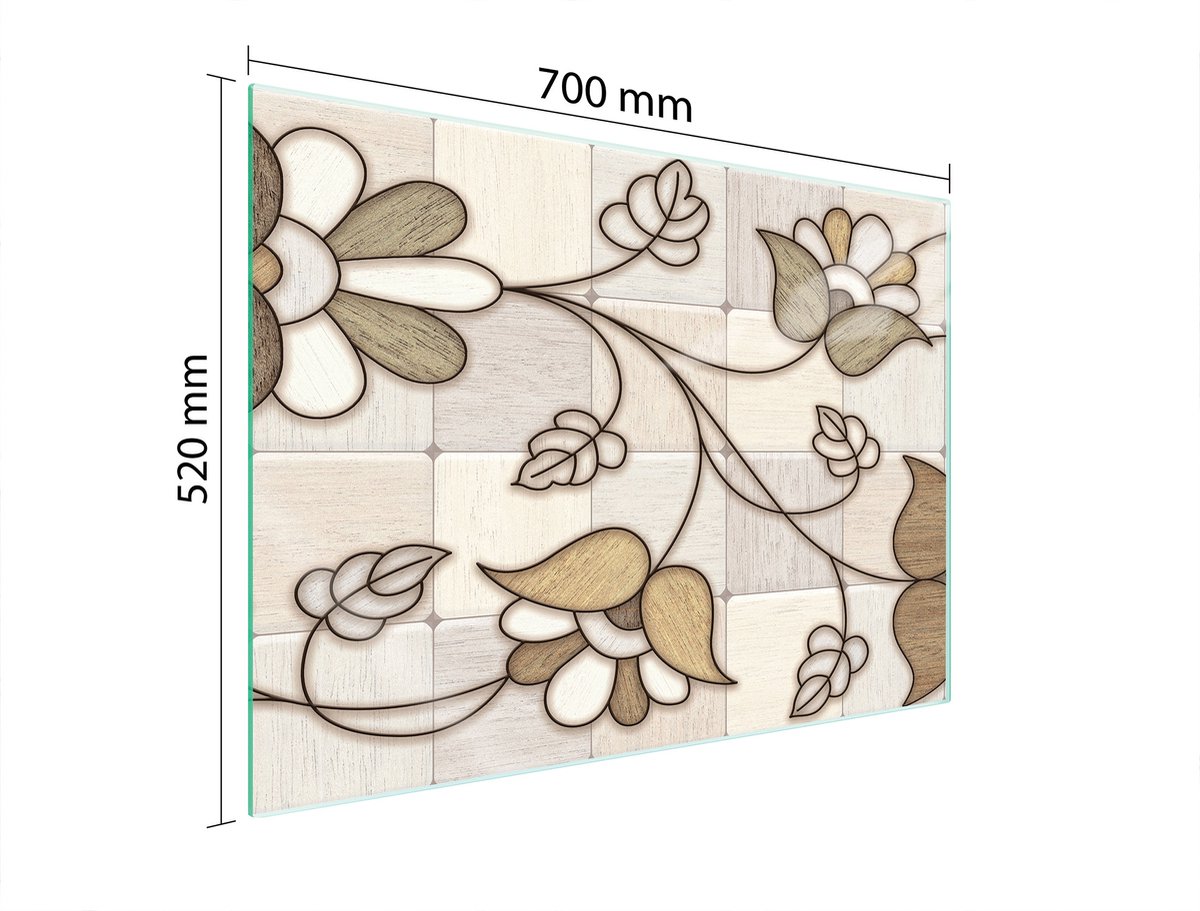 TMK ArtDeko - Glazen Beschermplaat - Mosaiek - 70x52 cm - Hittebestendig