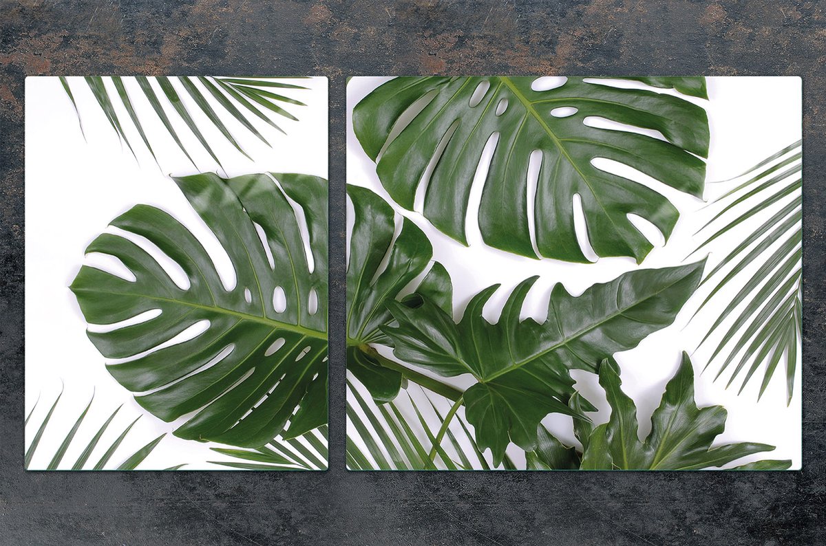 TMK ArtDeko Serie - Snijplank en Ovenschaal - Monstera Design - Glas